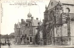 CPA Neuville with the Bridge (the Marne) Town hall and Church before the War