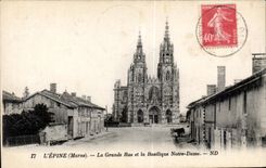 CPA Spine (the Marne) Main street and the Norte Basilica Rams