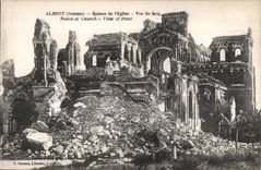 CPA Albert Somme Ruins of I Church Front view Ruins off Church Militaria