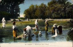 CPA Morocco Moorishes in I Wadi