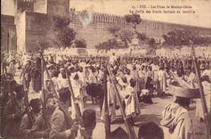 CPA Maroc FEZ Les Fetes de Monlay Idriss Le Defile des boeufs destines au sacrifice 