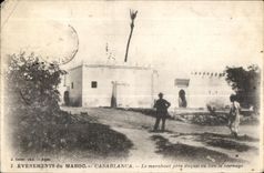 CPA Maroc Evenements du Maroc Casablanca Le marabout pres duquel eu lieu le carnage