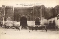 CPA Maroc Meknes Porte dite Bab Mansour (Construite en 1730)