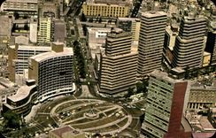CPA Vista aerea de la Glorieta Clon Mexico Air view of Clumbus Circle in modern mexico