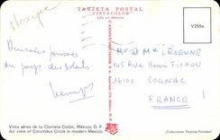 CPA Vista aerea de la Glorieta Clon Mexico Air view of Clumbus Circle in modern mexico