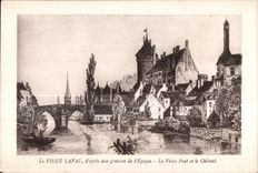 CPA el viejo hombre Laval despues de un grabado del tiempo el puente viejo y el castillo