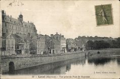 CPA Laval Mayenne vista del puente de Mayenne