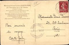 CPA Monument raised with the Crossroads Sainte Fine by Association of the 130e Division (General Toulorge)