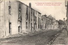 CPA Militaria the War in Lorraine in 1914-18 Luneville the Suburb Einville incende