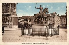 CPA Reims Statue of Jeanne Arc