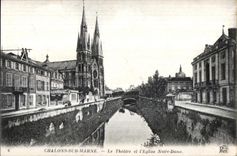 CPA Trawl-nets On the Marne the Theater and I Notre Dame Church