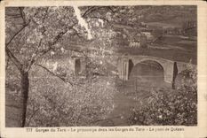 CPA Gorges de Tarn Le printemps dans les Gorges du Tarn Le pont de Quezac