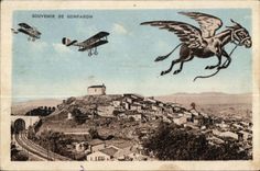 CPA Souvernir De Gonfaron Avion Ane aile Donkey