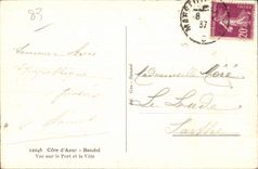 CPA Cote d Azur Bandol Vue sur le Port et la Ville