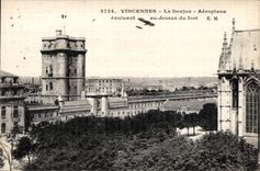 CPA Vincennes the Keep Airplane evolving/moving with the top of the fort