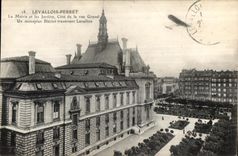 El perret de CPA Levallois el ayuntamiento y la calle de las dimensiones de los jardines cubre con grava un aeroplano Laval-nativo de Avion de la viga del bleriot del monoplano