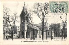 CPA Levallois Perret el lugar de la iglesia