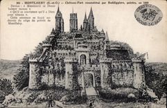 CPA Montlhery (S et O) chateau Fort reconstitue par Roddiggiero peintre en Devise 