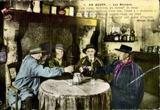 Folklore - Costumes - Au Berry - Les Buveurs - alcool - CPA 