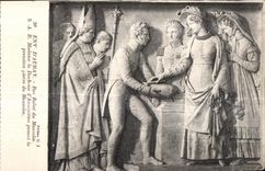 CPA Env Low Auray Relief of the Mausoleum Madam the Duchess Annountime posing the first stone of the Mausoleum