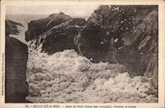 CPA Belle Island at sea Anse of Port Cotton by storm Flocons foams