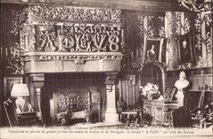 El castillo de CPA de Josselin la chimenea grande de la sala de estar fuera del granito empiedra llevar las armas de Rohan y de Bretana la moneda