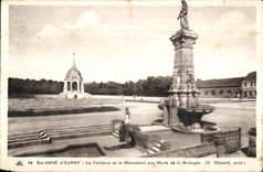 CPA Anne Auray the Fountain and the War memorial of Brittany