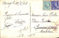 CPA Anne Auray the Fountain and the War memorial of Brittany