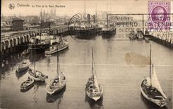 CPA Ostend the Port and Train station Maritime Boats