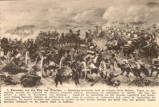 CPA Panorama van den Slag van Waterloo Engelsche batterijen voor of brigade Hake Halkett Tegen of ontzaglijke Militaria