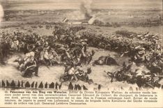 CPA Panorama van den Slag van Waterloo Achter de Divisie Kurassiers Wathier of schoore roode Militaria lancers