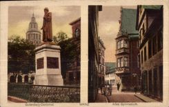 CPA Gutenberg Denkmal Mainz Altes Gymnasium