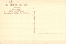 CPA Guimiliau (Finistere) Motif du Porche l Eglise Les deux lutteurs