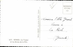 CPSM Rennes Le Thabor et les Armes de la Ville