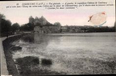 CPA Combourg (I et V) Vue generale A gauche le magnifique Chateau de Combourge qui se mire dans I Etang du mime nom
