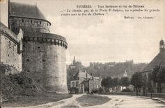 CPA Fougeres Tour Surienne et rue du Chateau Le chemin qui de la Porte 