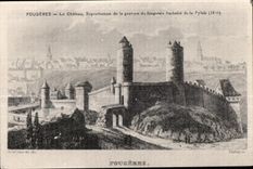 CPA Fougeres Le Chateau Reproduction de la gravure bachelot de la Pylaie 1810