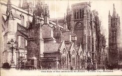 CPA Bordeaux One Side the Cathedral St Andre Tower Pey Berland