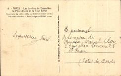 CPA Paris Gardens of Trocadero the Bridge lena and the Eiffel Tower