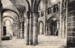 CPA Mont St Michel Abbaye Interieur de l Eglise romane The Abbey The inside of the Church