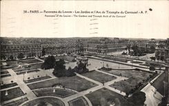 Panorama de CPA Paris de los jardines de la lumbrera y del Arc De Triomphe del carrusel