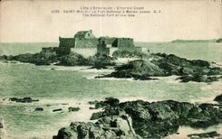 CPA St Malo the Fort National one has Low tide Fort The National At low tide