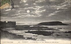 CPA St Malo the Large Bey and the Bidouane Tower with the moonlight