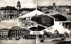 CPA Rennes L Hotel de Ville et la Mairie Place de la Mission Le Theatre Les Serres du Thabord La Poste et ses Petits