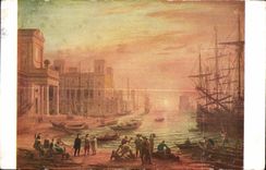 El museo de CPA de la lumbrera (escuela francesa) Claude Gelee dijo a Claude Lorrain un puerto al sol de ajuste
