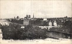 CPA Paris Paris Panorma on the Seine towards Notre Dame and the Law courts