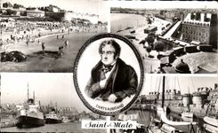 CPA Saint Malo ISCECorsair Beach of Tired Bonsecours Walls the Cliff and Britrany the Basin