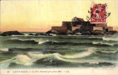 CPA Saint Malo La Fort National par grosse Mer