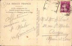 CPA Francia suave dimensiona a santo esmeralda de Malo el castillo y las paredes vistos de la playa