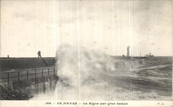 CPA Le Havre Effet Digue par gnos temps